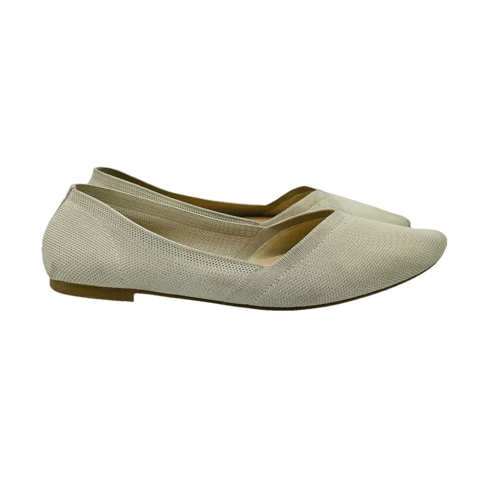 Time and Tru Shoe Women Size 9 Tan Knit Stretch Flats Memory Foam Comfort Loafer